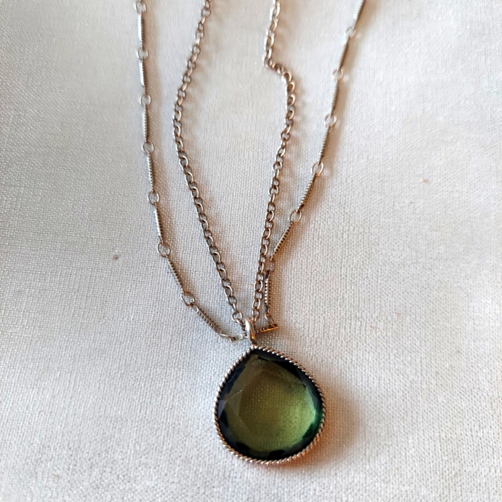 Silver Toned Double Chain Necklace